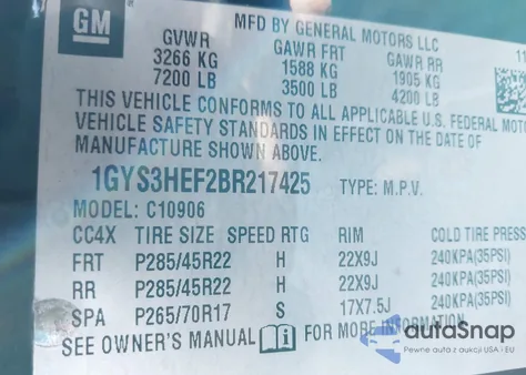 2011 Cadillac Escalade Esv Luxury from USA, damaged, VIN 1GYS3HEF2BR217425